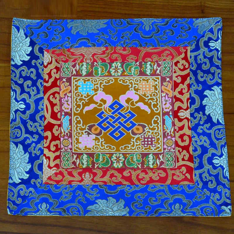 Buddha Stones Prayer Altar Mat Meditation Strength Endless Knot Vajra Man-Bcu Kalachakra Auspicious Symbols