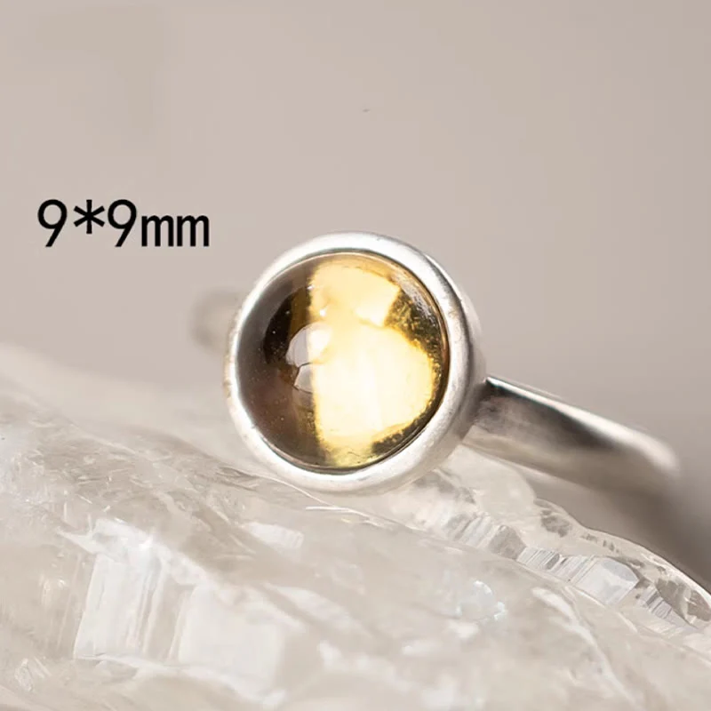 Buddha Stones Natural 925 Sterling Silver Prehnite Citrine Adjustable Happiness Ring