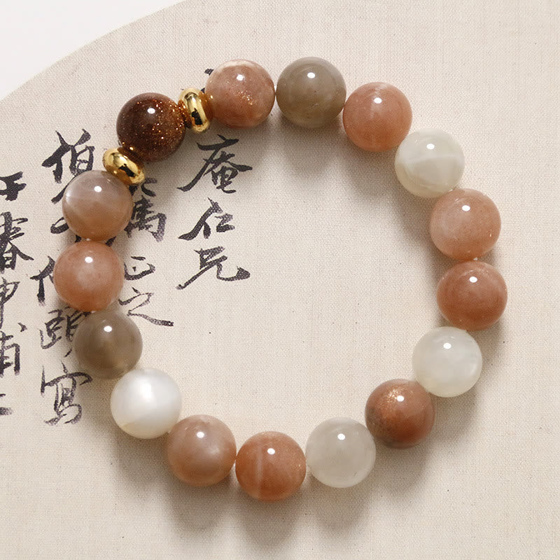 Buddha Stones Natural Sun Stone Gold Sandstone Wealth Positive Bracelet