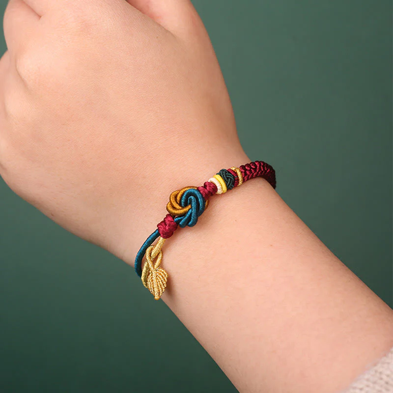 Buddha Stones Tibetan Handmade Mandala Knot Leaf Luck Rope Bracelet