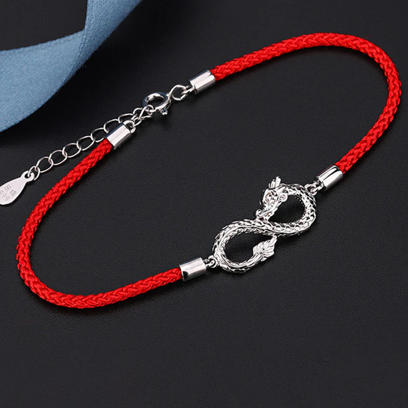 Buddha Stones Year Of The Dragon 999 Sterling Silver Endless Knot Luck Protection Bracelet