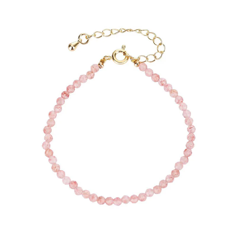 Buddha Stones Strawberry Quartz Prehnite Peridot Lazurite Pink Crystal Tourmaline Healing Chain Bracelet