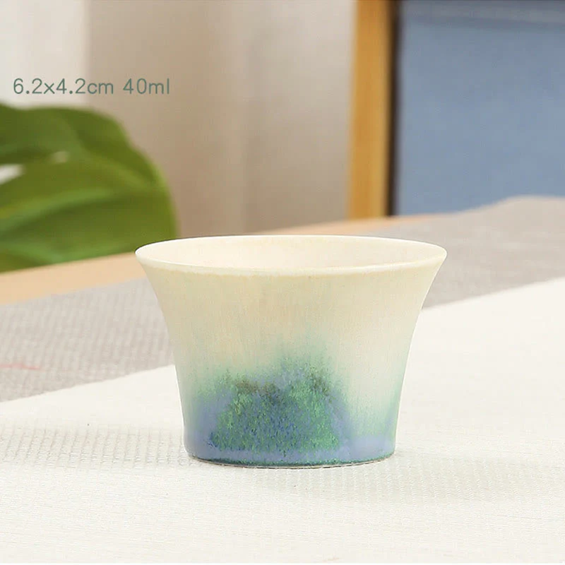 Buddha Stones Creative Green Ceramic Teacup Kung Fu Tea Cups