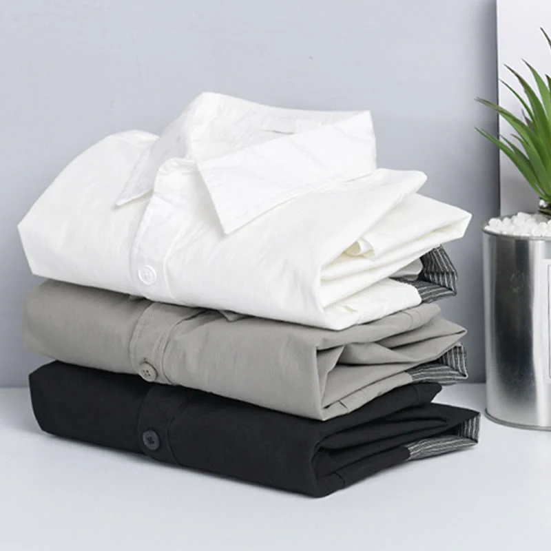 Buddha Stones Spring Daily Line Patchwork Design Lapel Men's Long Sleeve Cotton Linen Shirt With Pockets