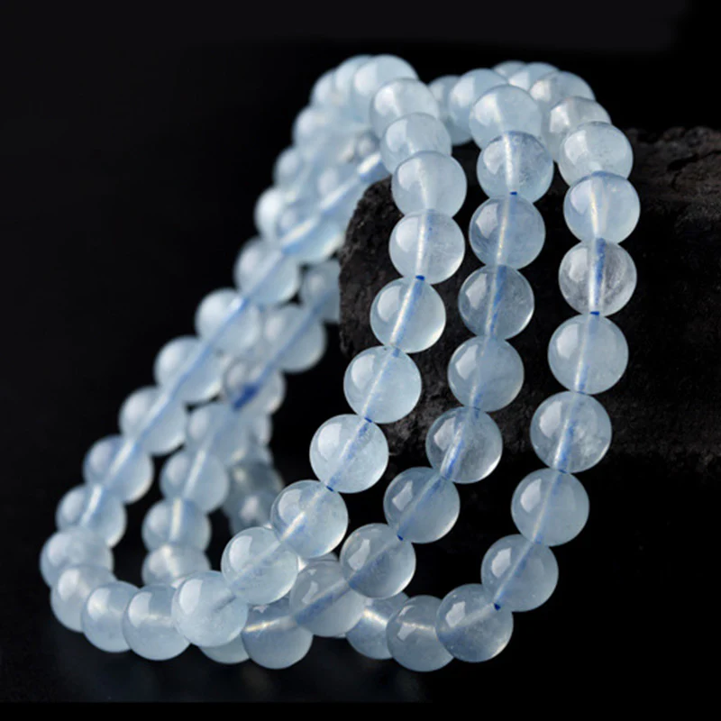 Buddha Stones Natural Aquamarine Peace Healing Bracelet