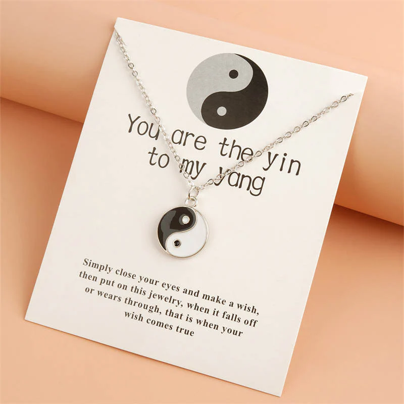 Buddha Stones 2Pcs Yin Yang Harmony Balance Necklace Pendant