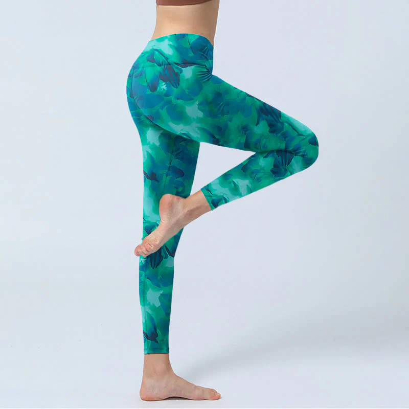 Buddha Stones Floral Print Gym Leggings Women's Yoga Pants