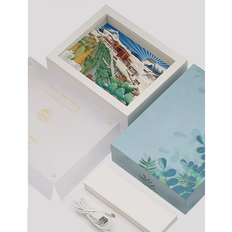 Buddha Stones Tibet Potala Palace Paper LED Carving Lamp Art Night Lights Creative LED Table Lamp