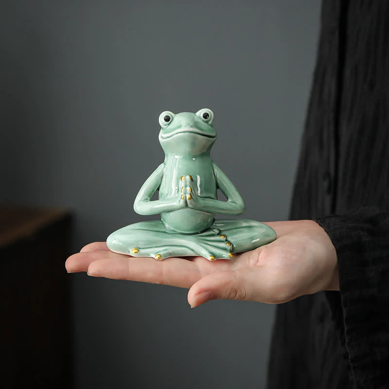Buddha Stones Meditating Ceramic Zen Frog Statue Decoration