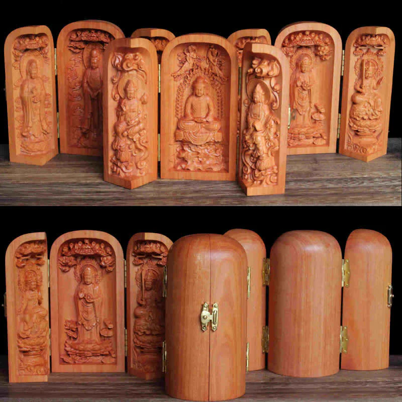 Buddha Stones Avalokitesvara Kwan Yin Buddha Cherry Wood Compassion Home Decoration Altar