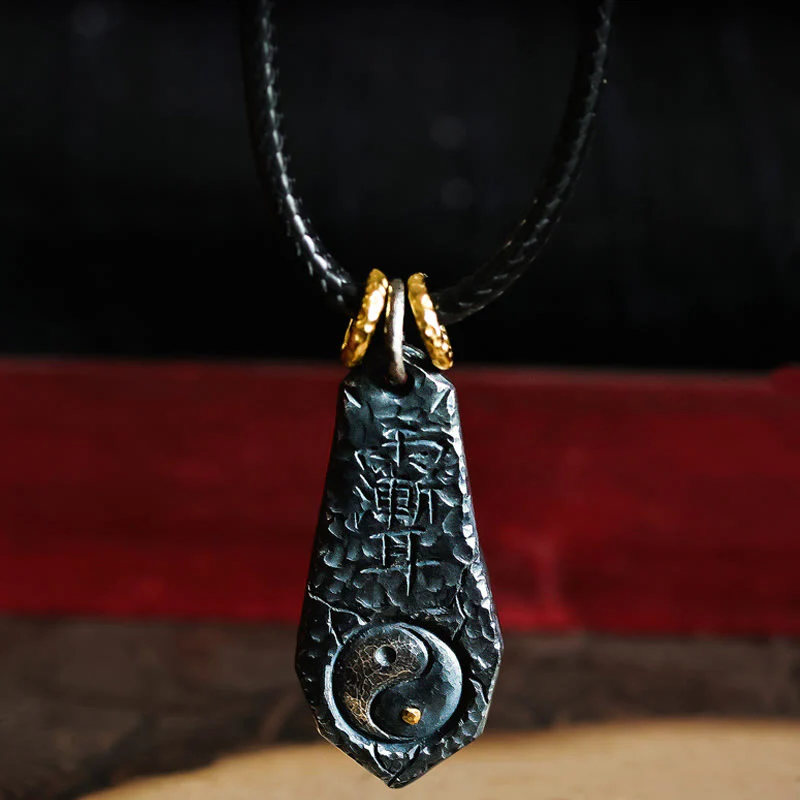 Buddha Stones 999 Sterling Silver 24k Gold Big Dipper Yin Yang Design Harmony Necklace Pendant