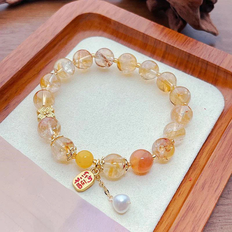 Buddha Stones Natural Citrine Beads Nafu Pleasure Bracelet