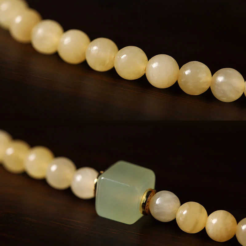 Buddha Stones Topaz Beads Jade Cube Double Circle Wealth Bracelet