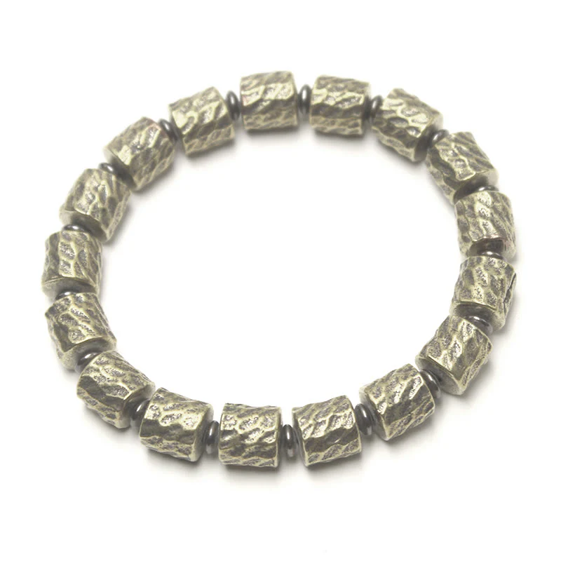 Buddha Stones Copper Meteorite Crater Pattern Luck Bracelet