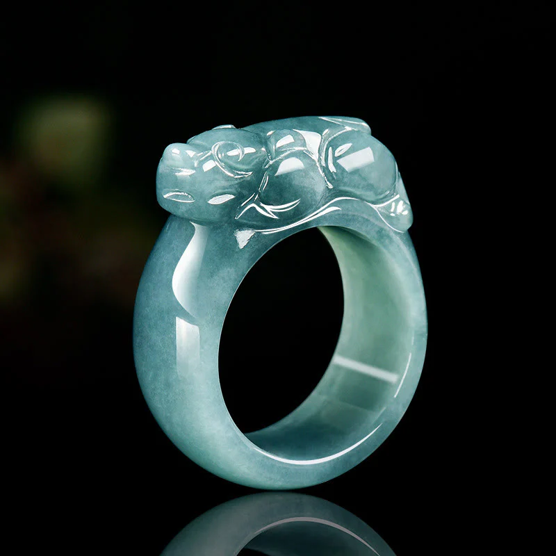 Buddha Stones Fengshui Wealth Prosperity Jade PiXiu Luck Ring