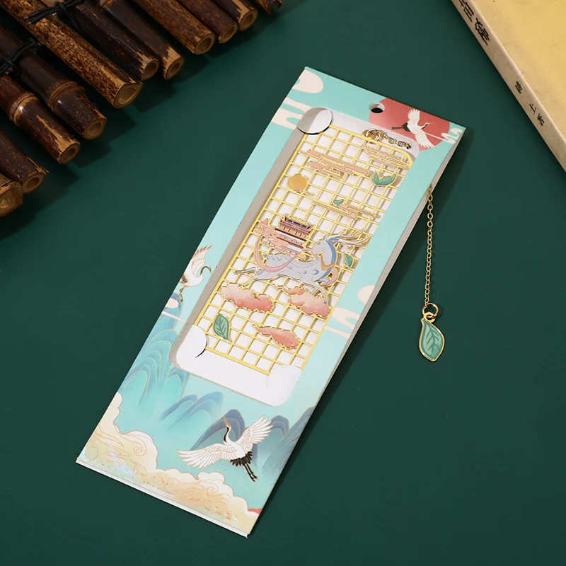 Buddha Stones Elk Koi Fish Crane Nine Tailed Fox Metal Brass Hollow Bookmark
