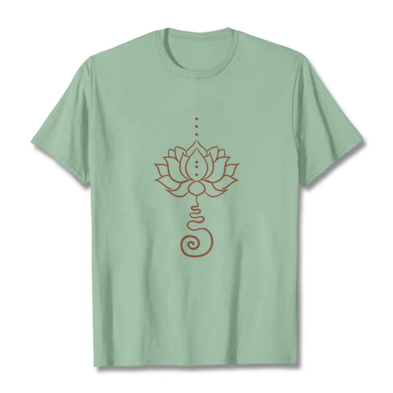 Buddha Stones Casual Lotus Design Cotton Tee T-shirt
