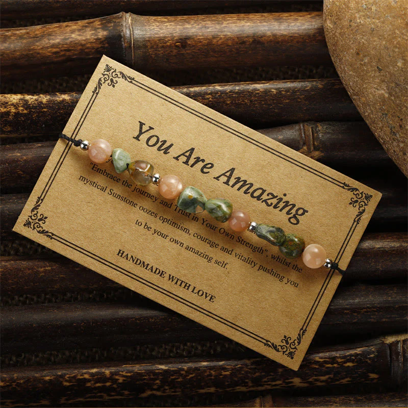 Buddha Stones You Are Amazing Rhyolite Sun Stone Positive Bracelet