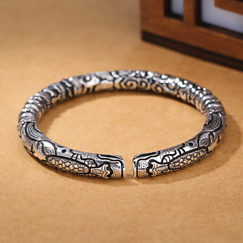 Buddha Stones Dragon Head Carved Luck Bracelet Bangle