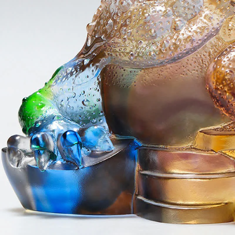 Buddha Stones Feng Shui Frog Handmade Liuli Crystal Art Piece Wealth Home Office Decoration