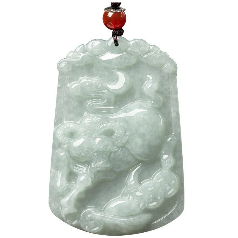 Buddha Stones Natural Jade 12 Chinese Zodiac Abundance Amulet Pendant Necklace