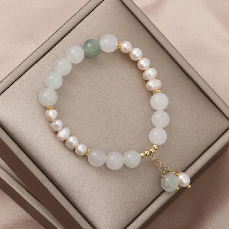 Buddha Stones Tianshan Jade Pearl Abundance Bracelet