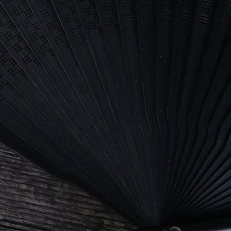 Buddha Stones Mountains Plum Blossom Lotus Magpie Bamboo Leaves Handheld Silk Bamboo Folding Fan 22.5cm