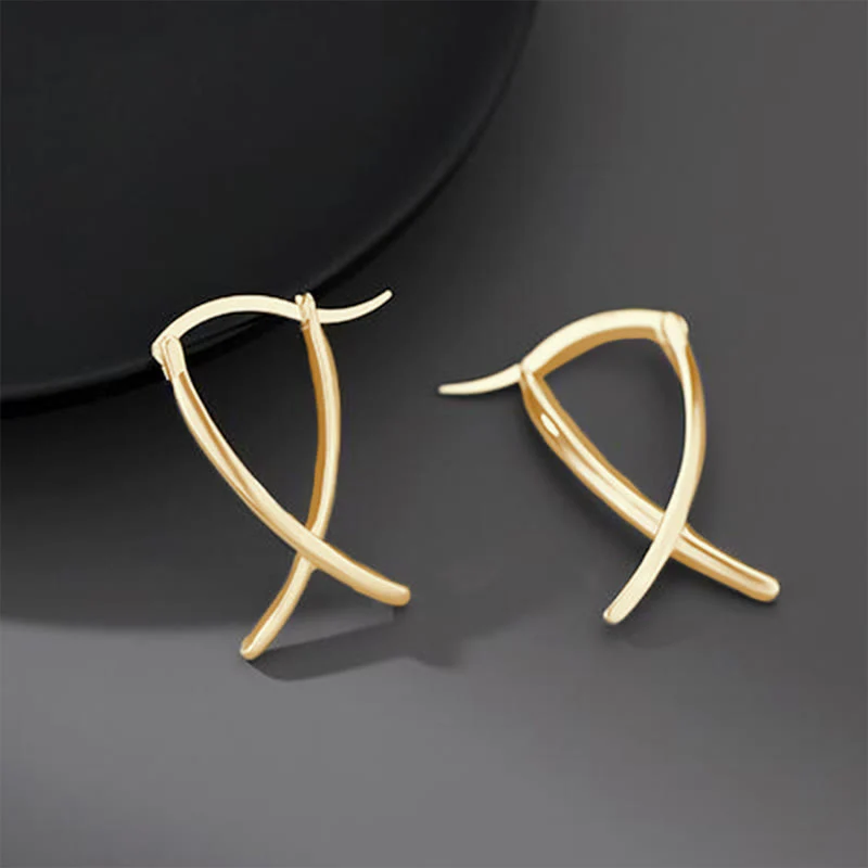 Buddha Stones Geometric Cross Design Luck Hoop Earrings