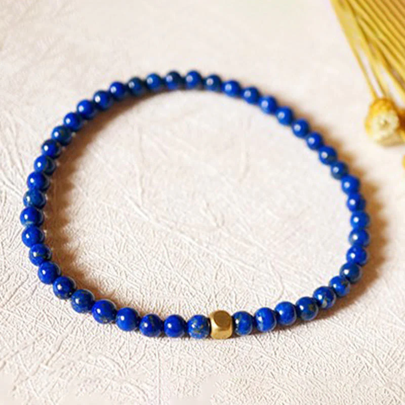 Buddha Stones 4mm Ultra-thin Lazurite Beads Self Care Bracelet
