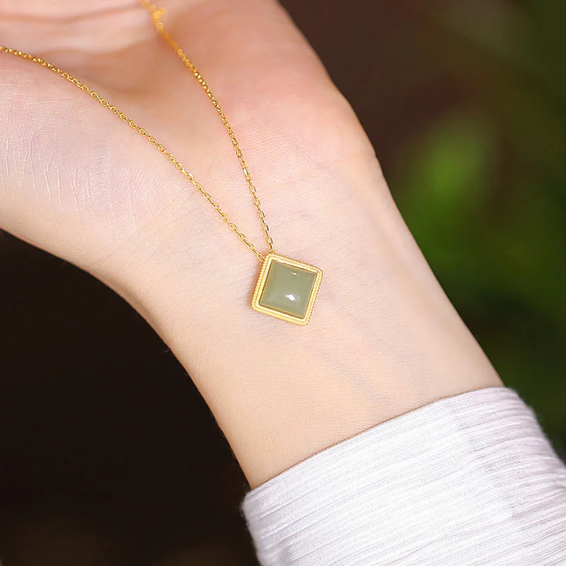 Buddha Stones 925 Sterling Silver Natural Hetian Jade Cyan Jade Luck Laughing Buddha Butterfly Necklace Pendant