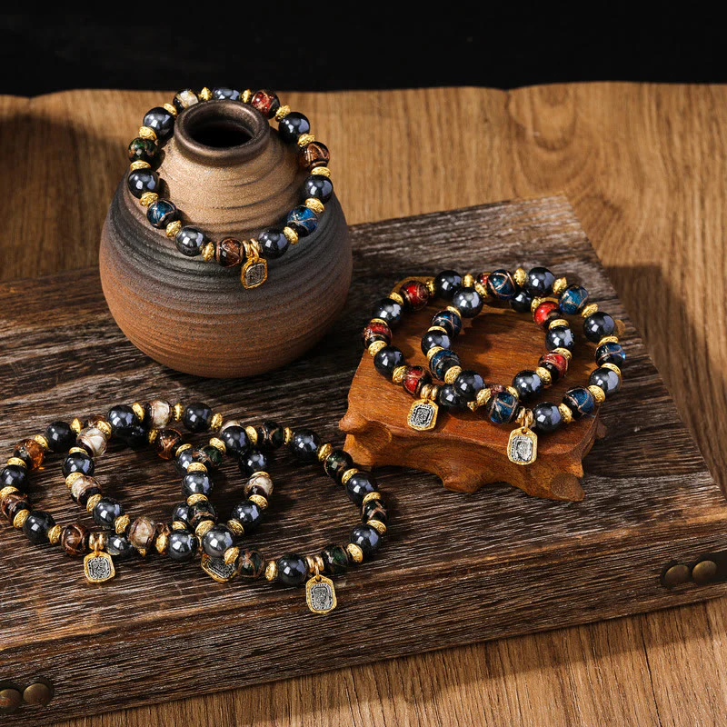 Buddha Stones Tibetan Zakiram Goddess of Wealth Liuli Glass Incense Ash Porcelain Bead Luck Bracelet (Extra 30% Off | USE CODE: FS30)