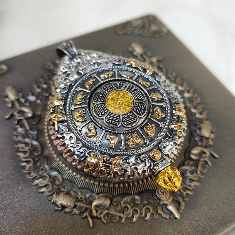 Buddha Stones Chinese Zodiac Natal Buddha Thangka Nine Palaces Eight Diagrams Wealth Rotatable Necklace Pendant