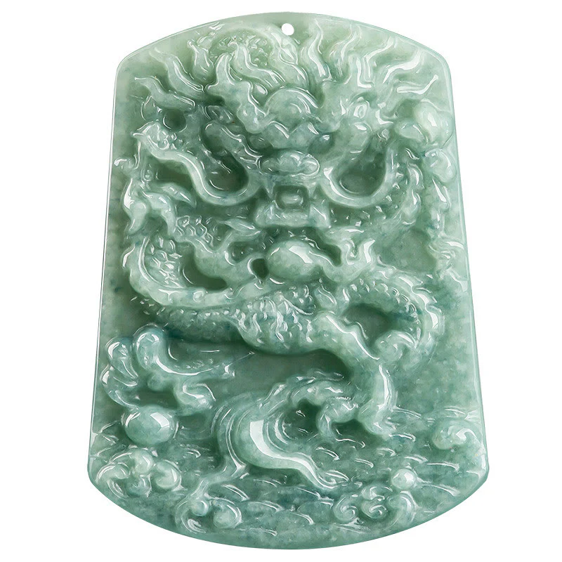 Buddha Stones Natural Jade Chinese Zodiac Dragon Sea Luck String Necklace Pendant