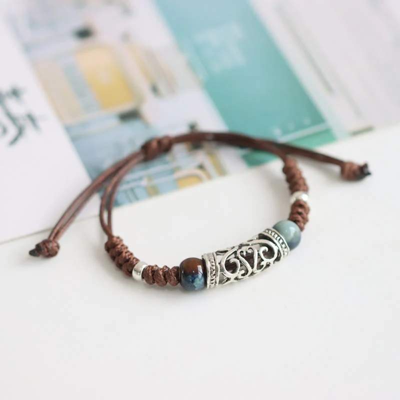 Buddha Stones Tibet Ceramic Bead Wealth String Bracelet