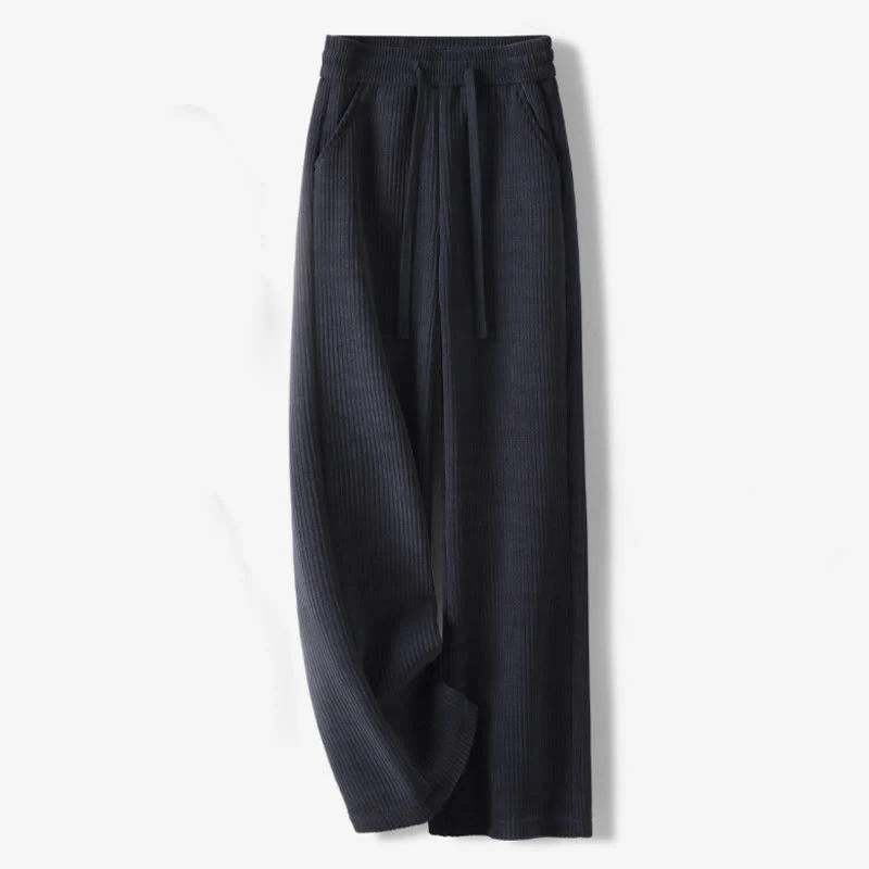 Buddha Stones Casual Solid Color Women's Wide Leg Corduroy Cotton Fleece-Lined Pants With Pockets