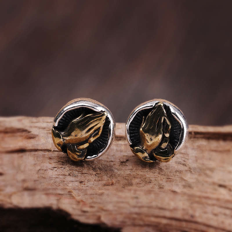 Buddha Stones 925 Sterling Silver Namaste Equality Stud Earrings