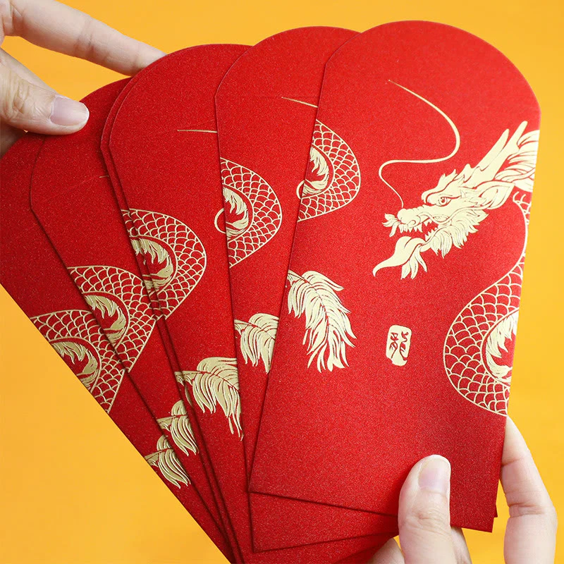 Buddha Stones 6Pcs Chinese Red Envelope Year of the Dragon Lucky Money Envelopes 2024 Chinese New Year Dragon Year Envelope