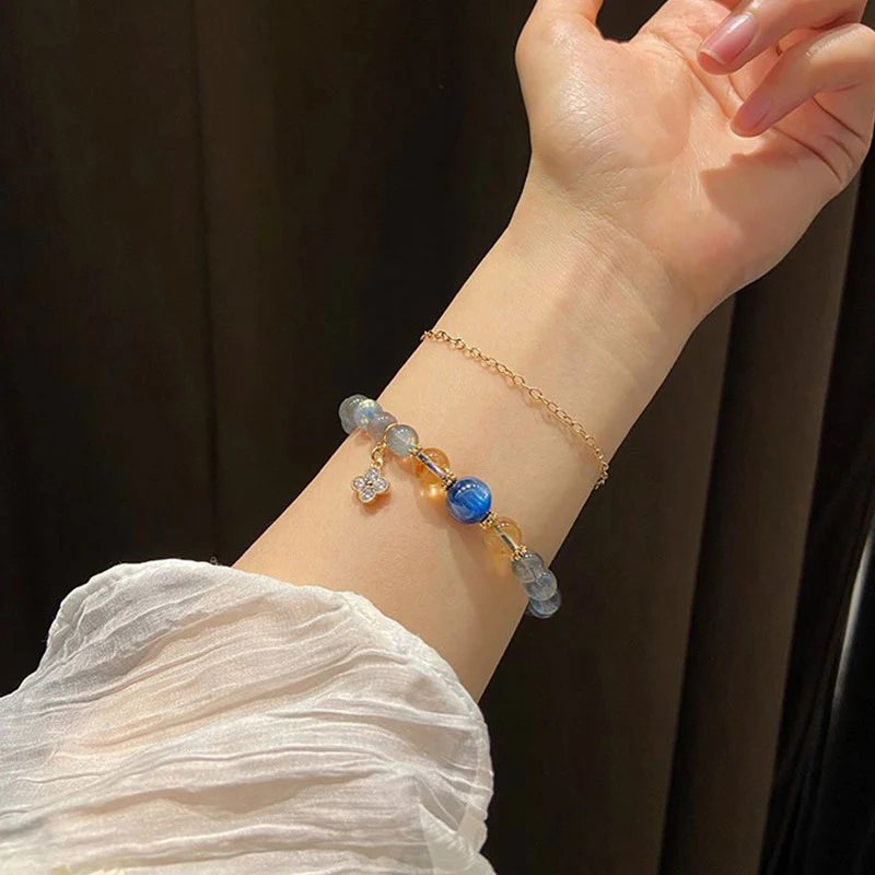 Buddha Stones Natural Moonstone Flower Chram Healing Beads Bracelet