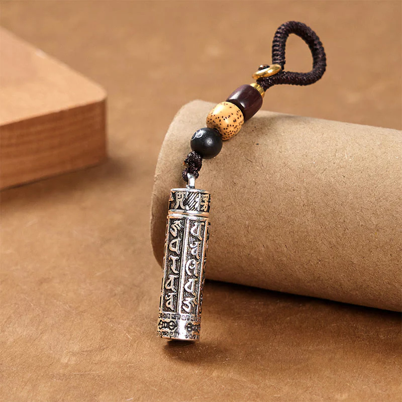 Buddha Stones Tibetan Om Mani Padme Hum Shurangama Mantra Vajra Pattern Copper Purity Key Chain