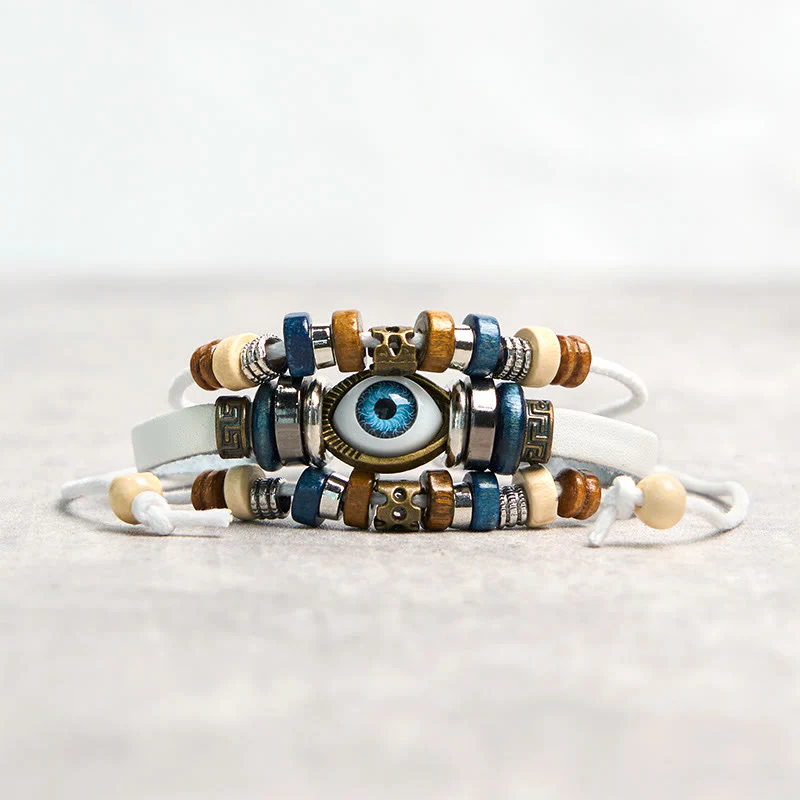 Buddha Stones Tibetan Evil Eye Leather Adjustable Protection Bracelet
