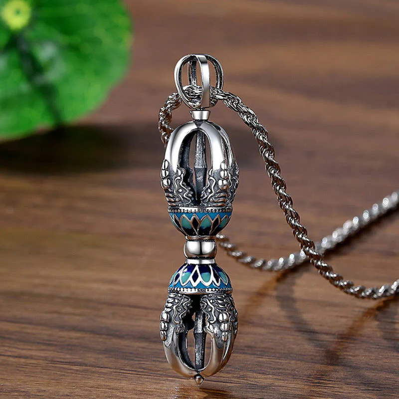 Buddha Stones Tibetan Copper Vajra Dorje Spiritual Power Necklace Pendant