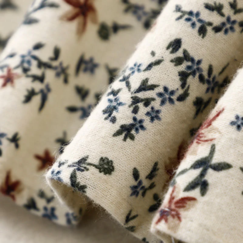 Buddha Stones Casual Florals Crew Neck Cotton Linen Women's Shirt