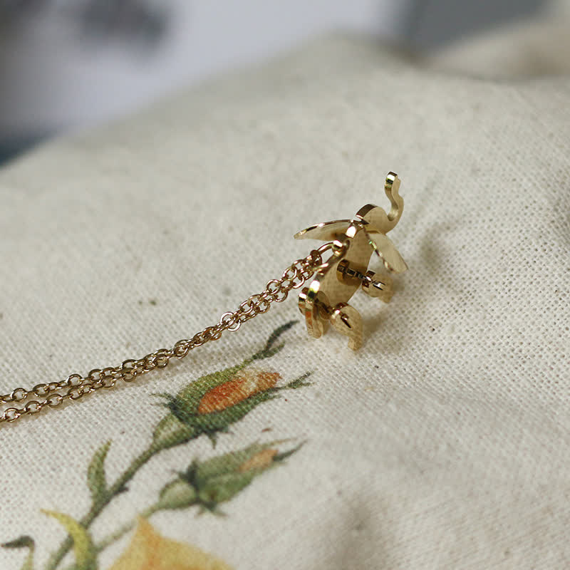 Buddha Stones Elephant Titanium Steel Luck Necklace Chain Pendant