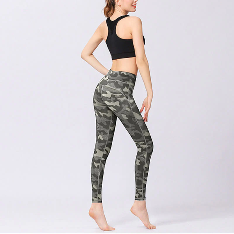 Buddha Stones Camo Print Sports Fitness Yoga High Waist Leggings Women's Yoga Pants