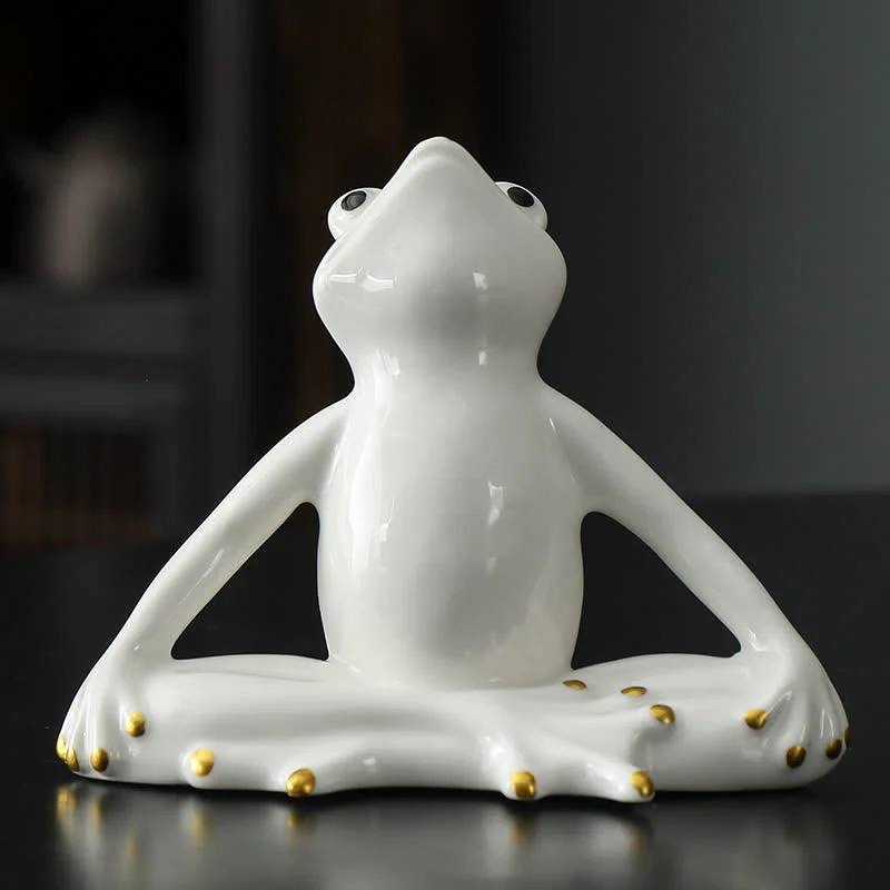 Buddha Stones Meditating Ceramic Zen Frog Statue Decoration