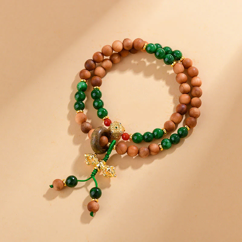 Buddha Stones Sandalwood Wood Bead Tibet Dorje Vajra Double Twisted Design Protection Healing Bracelet