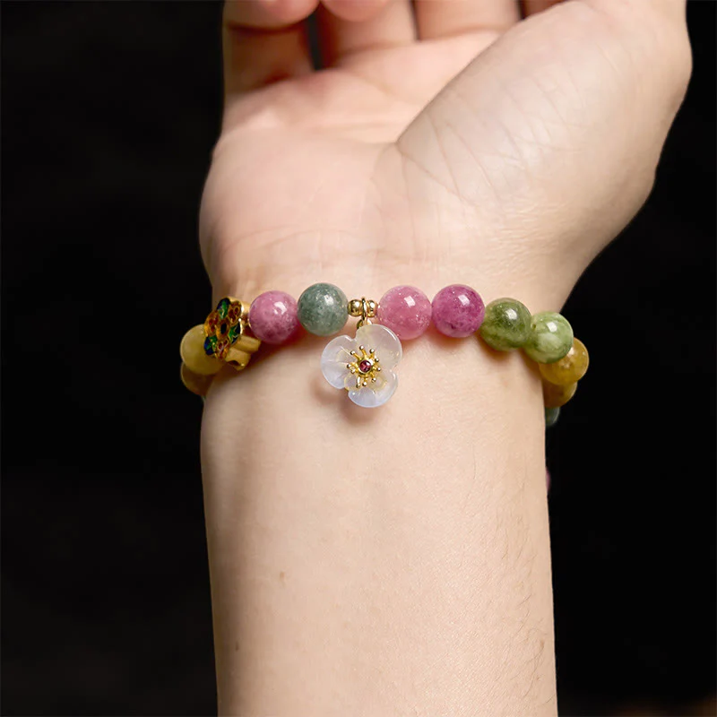 Buddha Stones Tourmaline Wisdom Flower Bracelet
