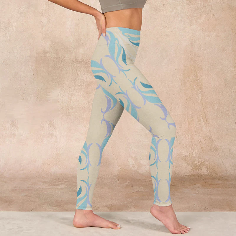 Buddha Stones Blue Purple Green Lines Gym Leggings Women's Yoga Pants