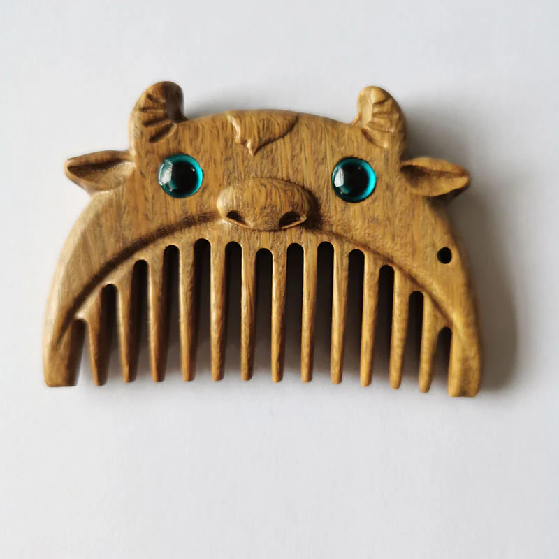 Chinese Zodiac Green Sandalwood Peace Mini Portable Comb