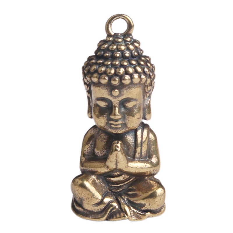 Buddha Stones Buddha Compassion Copper Keychain Pendant Decoration